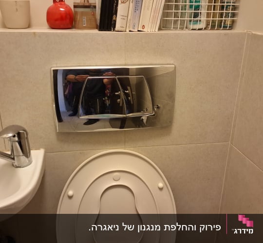 כיור וברז ליד אסלה בחדר אמבטיה